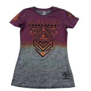American Fighter T Shirt Maroon & Gray Women's Size L